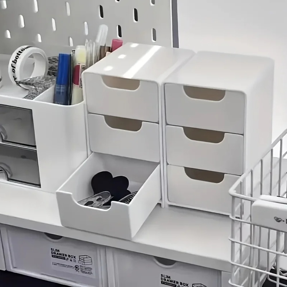 Token Tray Organizer - Chic 3-Tier Desk Organizer with Drawers