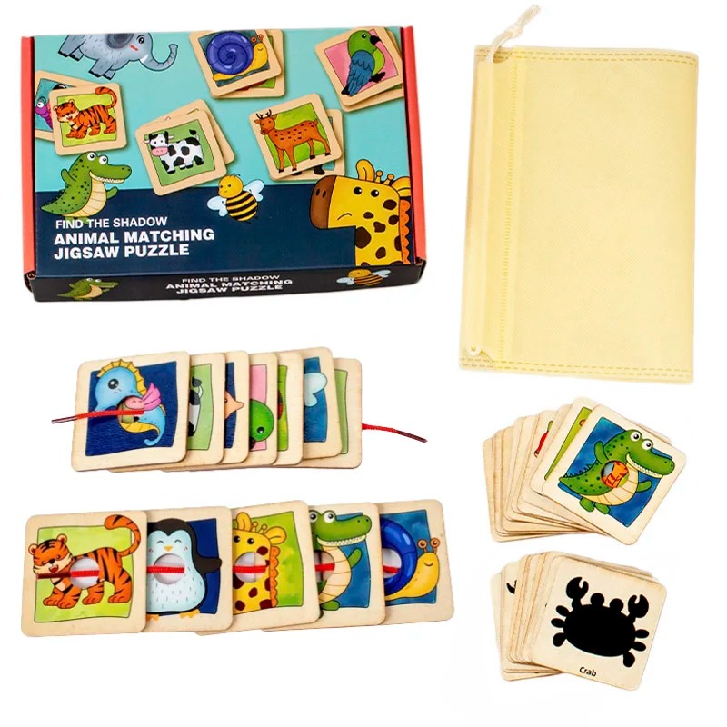 Board Game Nature - Wooden Animal Fur Pattern Matching Board