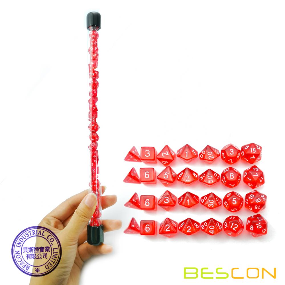 Bescon 28pcs Translucent Red M - Dice Set Polyhedral 评论和价格