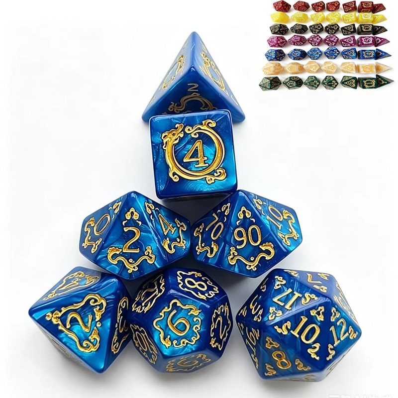 7Pcs Dragon Pattern Polyhedral - Dice Set Polyhedral 评论和价格