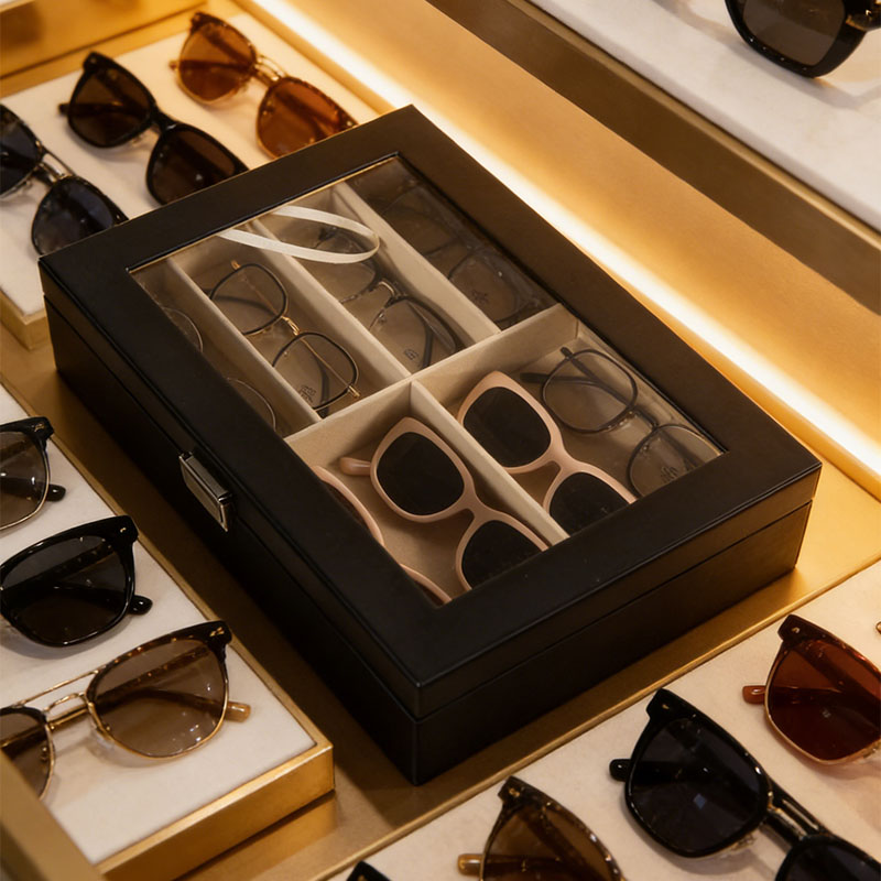 Black 6-Compartment Eyeglass S - Token Tray Organizer 评论和价格