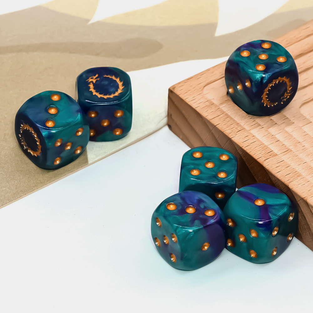 6Pcs Deep Sea Gold Flame D6 Di - Dice Set Polyhedral 评论和价格