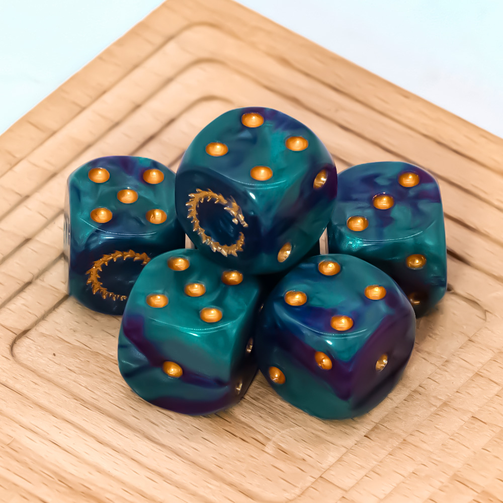 6Pcs Deep Sea Gold Flame D6 Di - Dice Set Polyhedral 评论和价格